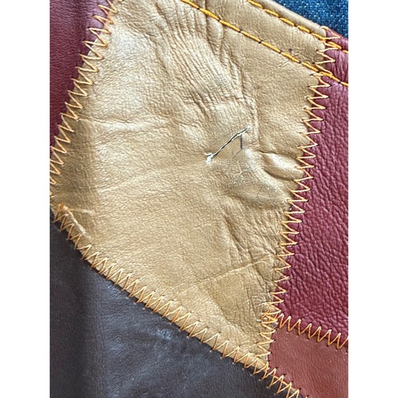 Vintage 70s Aura Rosemary Denim Leather Patchwork Vest & Flare Jeans Set L 32 - Picture 15 of 15